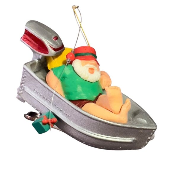 Hallmark 1992 Keepsake Ornament Santa Gone Wishin Fishing Boat Clip-On - Picture 3 of 6